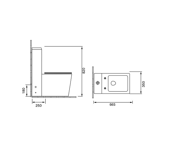 Унитаз GR-4400S Falcon (665*350*820) напольный с тонкой крышкой, 1 место