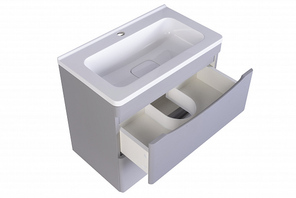 Тумба подвесная "Бергамо мини 60" (2 ящ.) Люкс антискрейтч серый, под раковину, PLUS