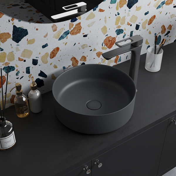 Серый матовый умывальник накладной, Ray, IDDIS, RAYGM03i27