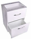 Тумба напольная Style line Каре 70, 2 ящика, Люкс белая, под раковину, PLUS
