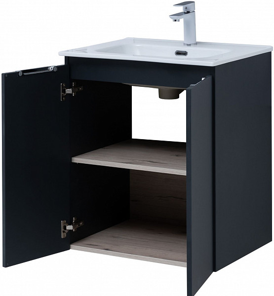 Тумба под раковину Aquanet Алвита New 60 2 дверцы, антрацит 00277523