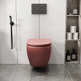 Унитаз GR-4411PIMS Color (550*360*375) РОЗОВЫЙ МАТОВЫЙ подвесной БЕЗОБОДКОВЫЙ