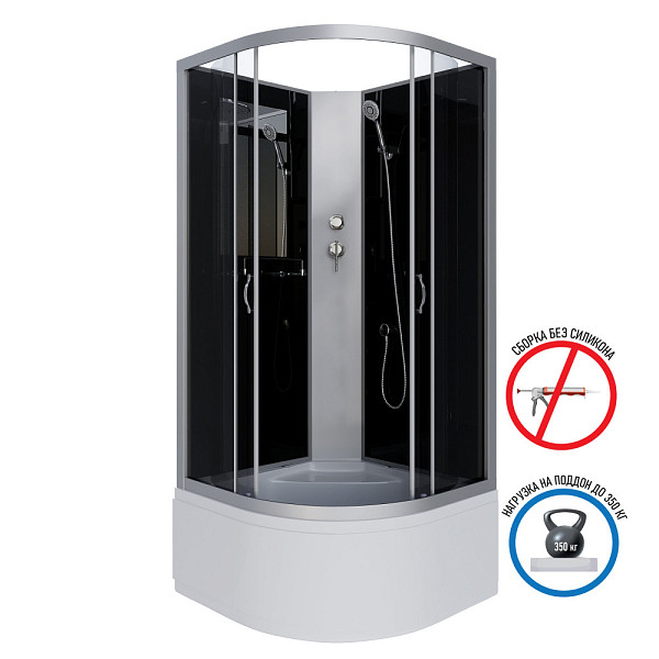 Душ.каб. NG-2507-14BK (800х800х2000) высокий поддон(40см) стекло ТОНИРОВАННОЕ 4 места