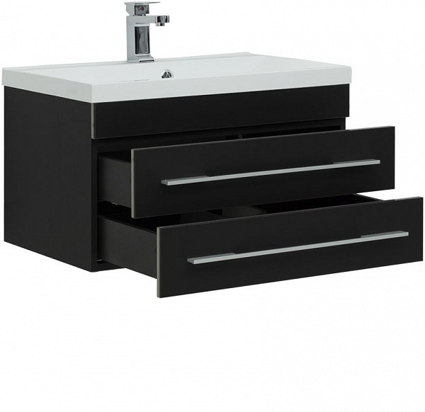 Тумба под раковину Aquanet Верона 75 New черный матовый 00272427