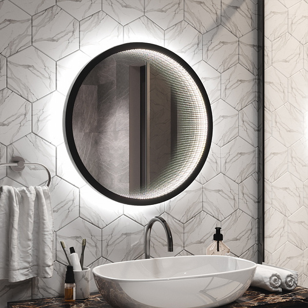 Зеркало Континент "Infiniti Black Led" D 600 с датчиком движения