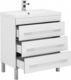Тумба с раковиной Aquanet Верона 75 белый (напольная 3 ящика) 00287671