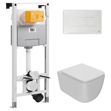 Сет: OLI 120 ECO Sanitarblock pneumatic+Панель KARISMA,бел., OLI + Унитаз Point Меркурий PN41831