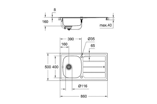 Мойка кухонная Grohe K200 31552SD0