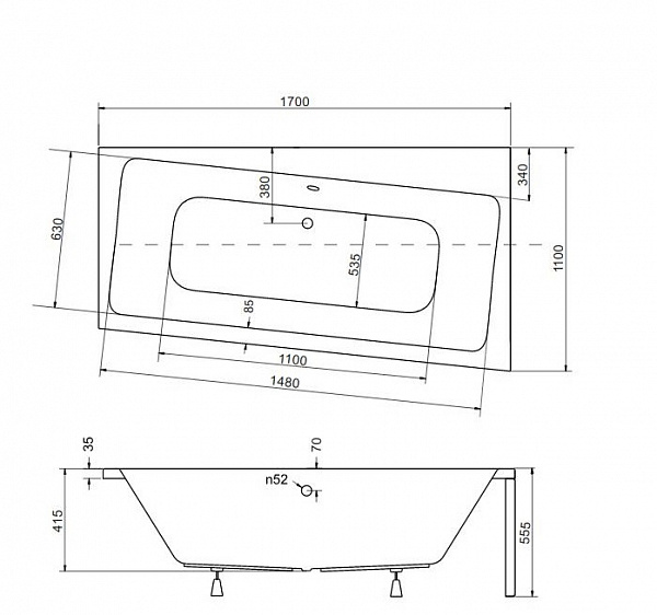 Акриловая ванна Besco Infinity 170x110 WAI-170-NP Правая