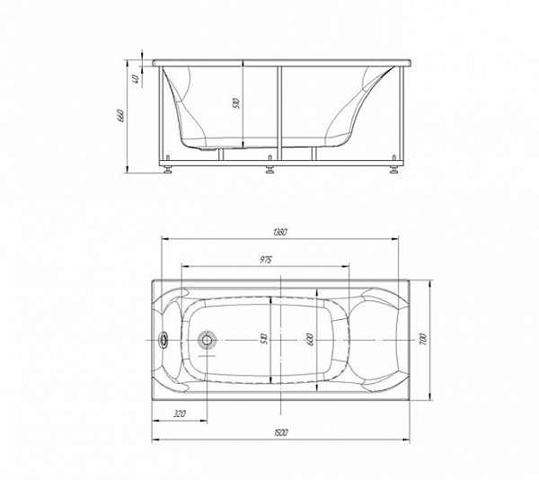 Акриловая ванна Aquatek  Альфа 150x70 ALF150-0000025