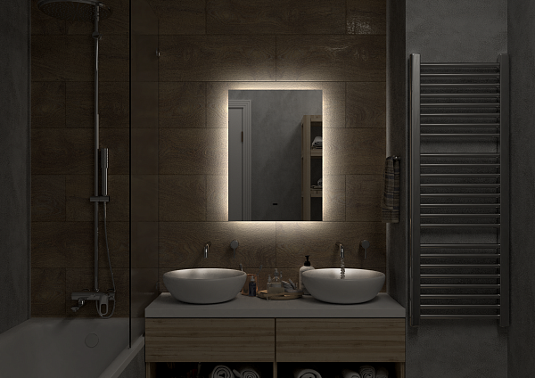 Зеркало Континент "Trezhe Led" 500х700 с бесконтактным сенсором, холодная подсветка