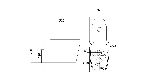 Унитаз подвесной ЛИБРА NEW безободковый AQ0530N-00