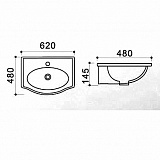 Раковина Azario 62х48х14,5 подвесная, белая (AZ-405-A)