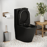 Унитаз GR-4480BMS Color (620*365*810) ЧЕРНЫЙ МАТОВЫЙ напольный БЕЗОБОДКОВЫЙ с тонкой крышкой,2 места