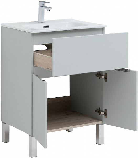Тумба под раковину Aquanet Алвита New 60 1 ящик, 2 дверцы, серый 00277548