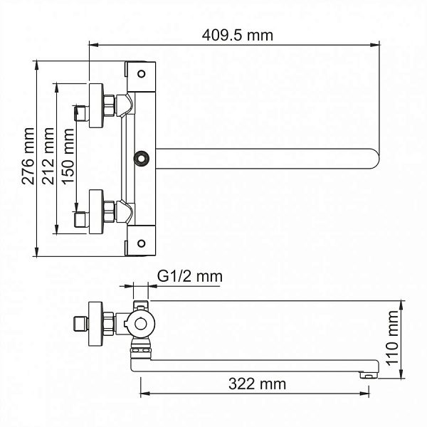 Термостатический смеситель для ванны с длинным изливом Wasserkraft Berkel 4822L Thermo