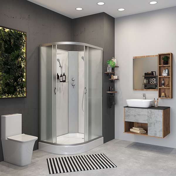 Душ.каб. NG-3312-14RBK (1200х800х2000) низкий поддон(13см) стекло МАТОВОЕ 3 места