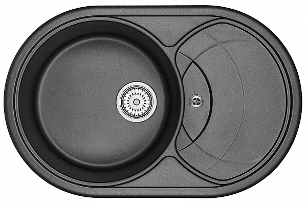 Мойка кухонная Granula овальная кварц 7801, ЧЁРНЫЙ