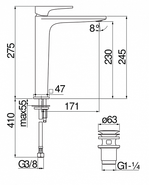 Смеситель для раковины Nobili Seven SE124128/2CR Chrome
