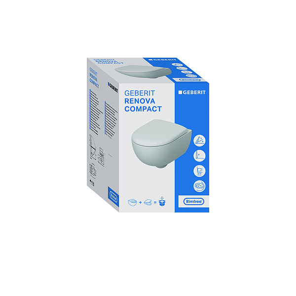 Унитаз подвесной Geberit Renova Compact 500.803.00.1 безободковый с сиденьем микролифт