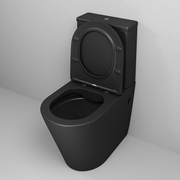 Унитаз GR-4480BMS Color (620*365*810) ЧЕРНЫЙ МАТОВЫЙ напольный БЕЗОБОДКОВЫЙ с тонкой крышкой,2 места