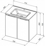 Тумба под раковину Aquanet Алвита new 70 2 дверцы, серый 00303903