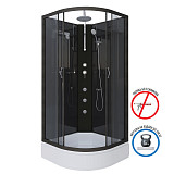 Душ.каб. NG-6501-14BKTG (900х900х2100-2400) средний поддон(26см) стекло ТОНИРОВАННОЕ алюм черный 4 места