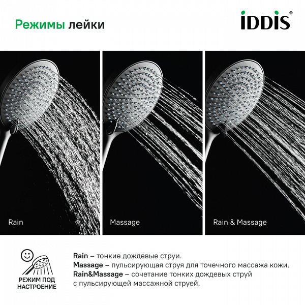 Лейка для душа, черная матовая, Optima Home, IDDIS, OPH3F0Bi18