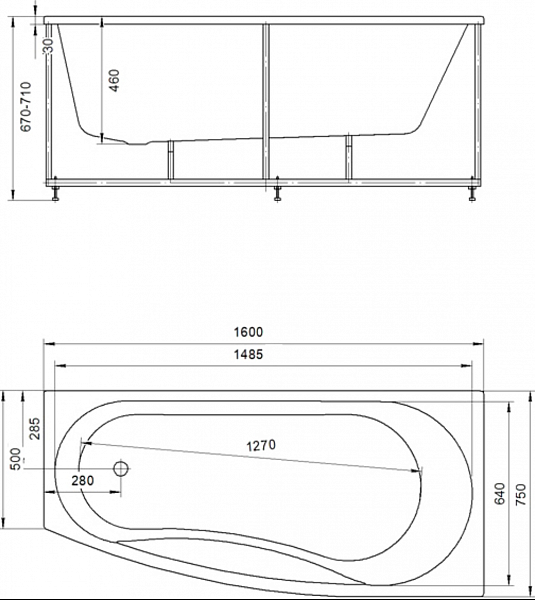 Акриловая ванна Aquatek  Пандора 160x75 PAN160-0000067