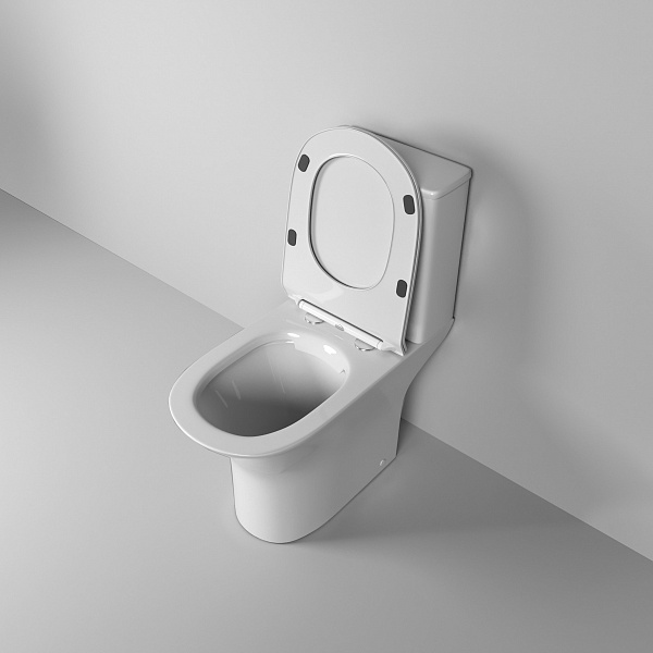 Унитаз Classic GR-4465S (650*340*790) напольный БЕЗОБОДКОВЫЙ с тонкой крышкой, 2 места