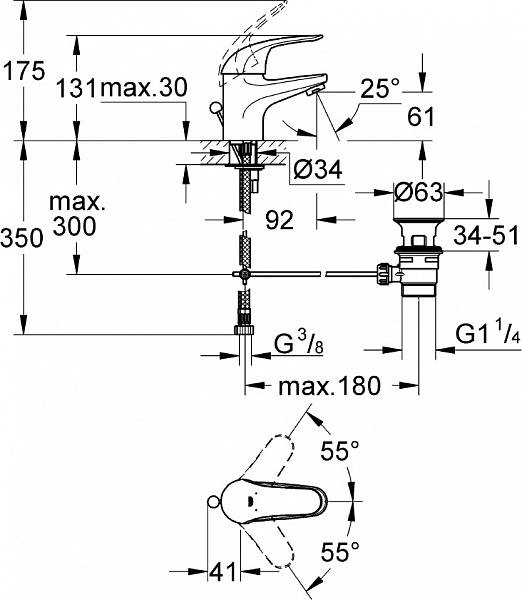 Смеситель для раковины Grohe Euroeco 23262000