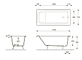 Ванна чугунная Delice Palomba 1700х700 с отверстиями под ручки