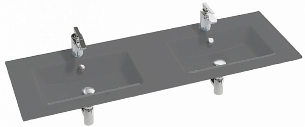 Двойная стеклянная раковина-столешница Jacob Delafon Vox 140x46 см EB2100-DD2