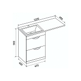 Тумба под стиральную машину Милли Emmy с раковиной Kamilla 120 левая