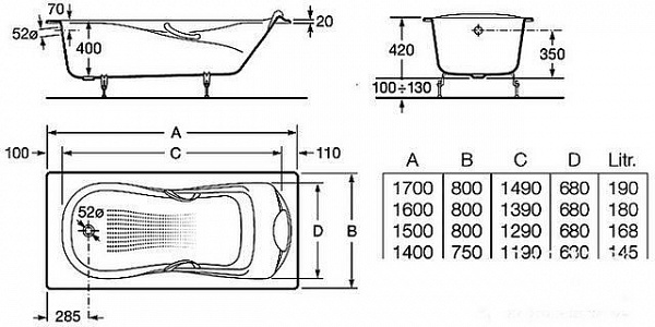 Чугунная ванна Roca Haiti 160x80 с отверстиями под ручки 2330G000R