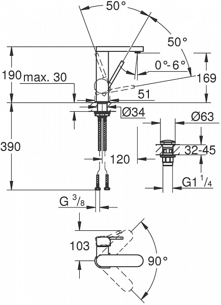 Смеситель для раковины Grohe Plus 23872003