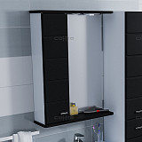 Зеркальный шкаф Омега 60, свет, черное, левый Санта 107011