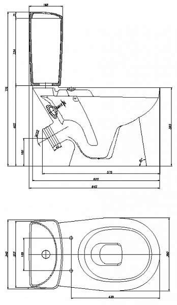 Унитаз-компакт РИВА, к/в, 1-реж, сид. ПП, бежевый (КЕРАМИН)