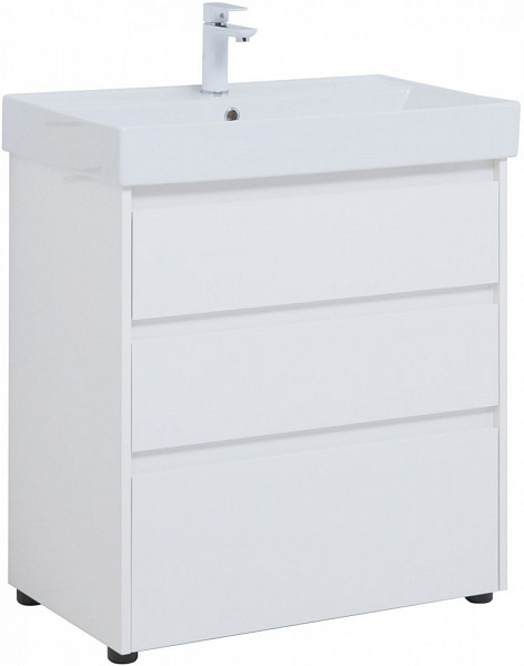 Тумба под раковину Aquanet Nova Lite 75 белый глянец (3 ящика) 00302472