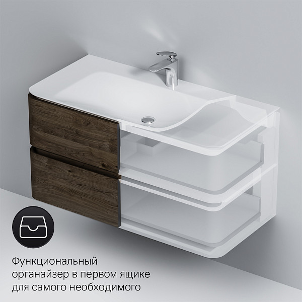 M30FHX1002TF Sensation, База под раковину, подвесная, 100 см, ящики, табачный дуб, текстурированная,