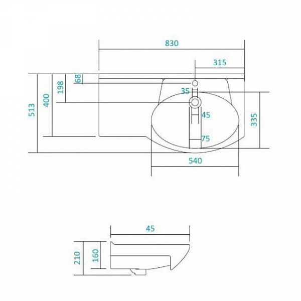 Раковина Style Line Коралл 82 R ЛС-00000164, правая