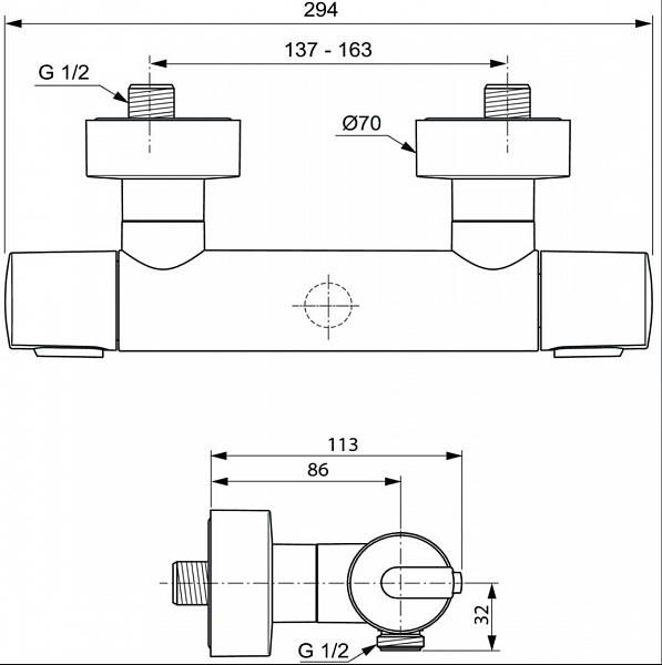 Термостат Ideal Standard Ceratherm 100 New A4618AA для душа