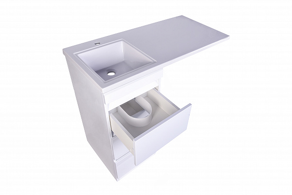 Тумба напольная "Даллас 100" (3 ящ.) Люкс белая, под раковину, PLUS