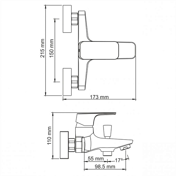 Смеситель для ванны с коротким изливом Wasserkraft Salm 2701