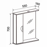 Зеркало со шкафчиком Emmy Милли (Левое) 55х70