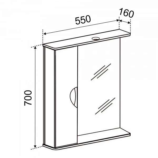 Зеркало со шкафчиком Emmy Милли (Левое) 55х70