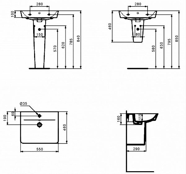 Полупьедестал для раковины Ideal Standard Connect Air E074901