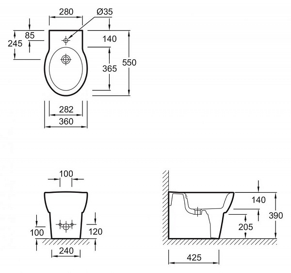 Биде напольное Jacob Delafon Ove E1705-00