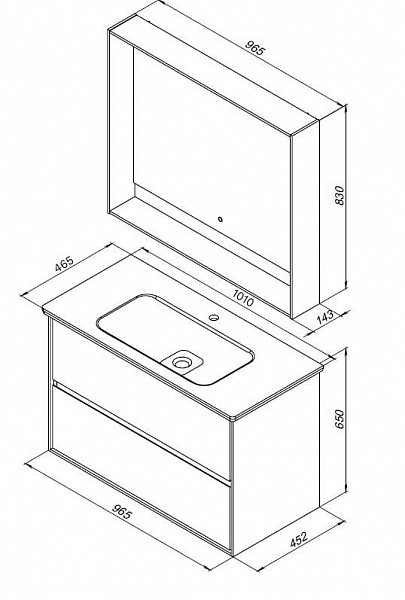 Тумба под раковину Aquanet Милан 100 черный глянец 00269299
