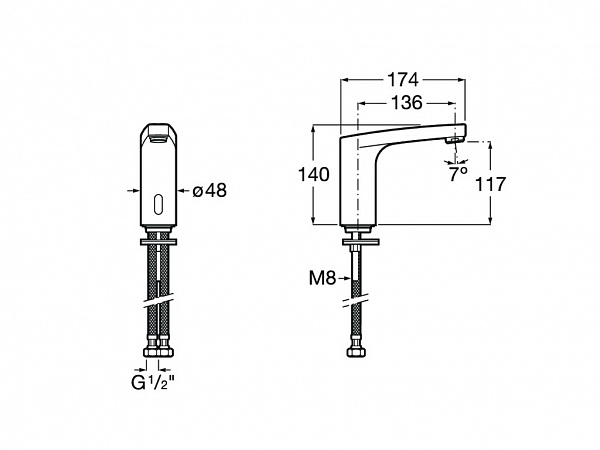 Смеситель Roca L70-E для раковины без донного клапана, 5A5B09C00